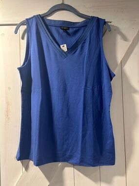 Talbots NWT Lyocell Blue V-Neck Sleeveless Tank Large Petite